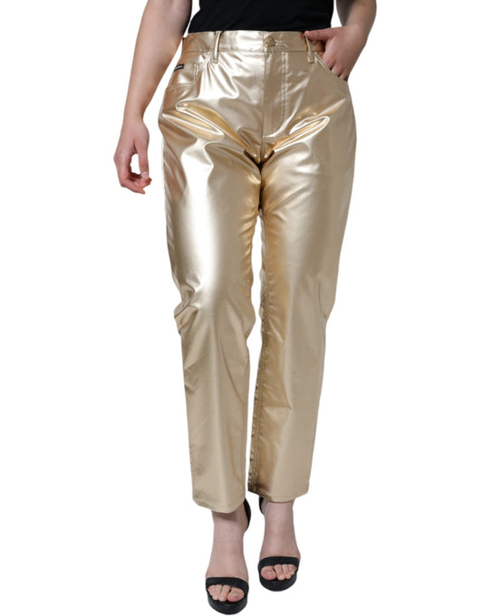 Karottenhose aus Polyester in Metallic-Gold