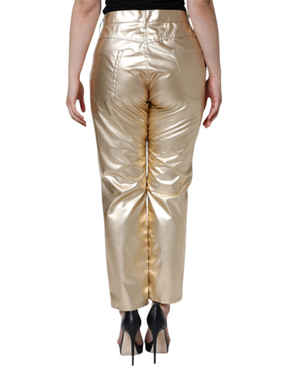 Karottenhose aus Polyester in Metallic-Gold