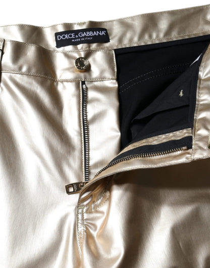 Karottenhose aus Polyester in Metallic-Gold