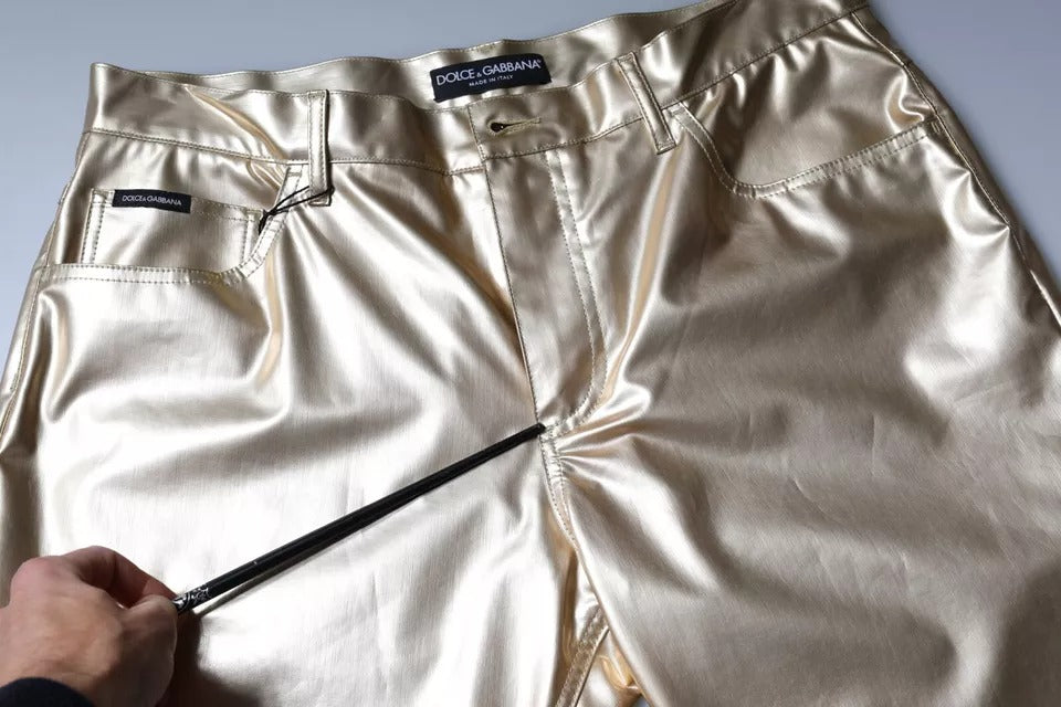 Karottenhose aus Polyester in Metallic-Gold