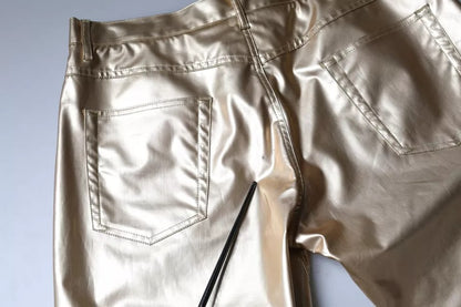 Karottenhose aus Polyester in Metallic-Gold