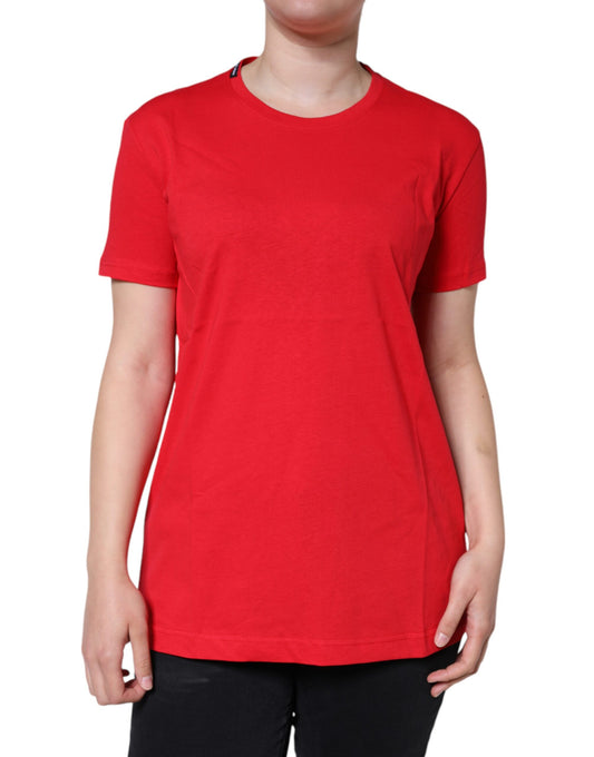 Red Cotton Crew Neck Short Sleeve Tee T-shirt