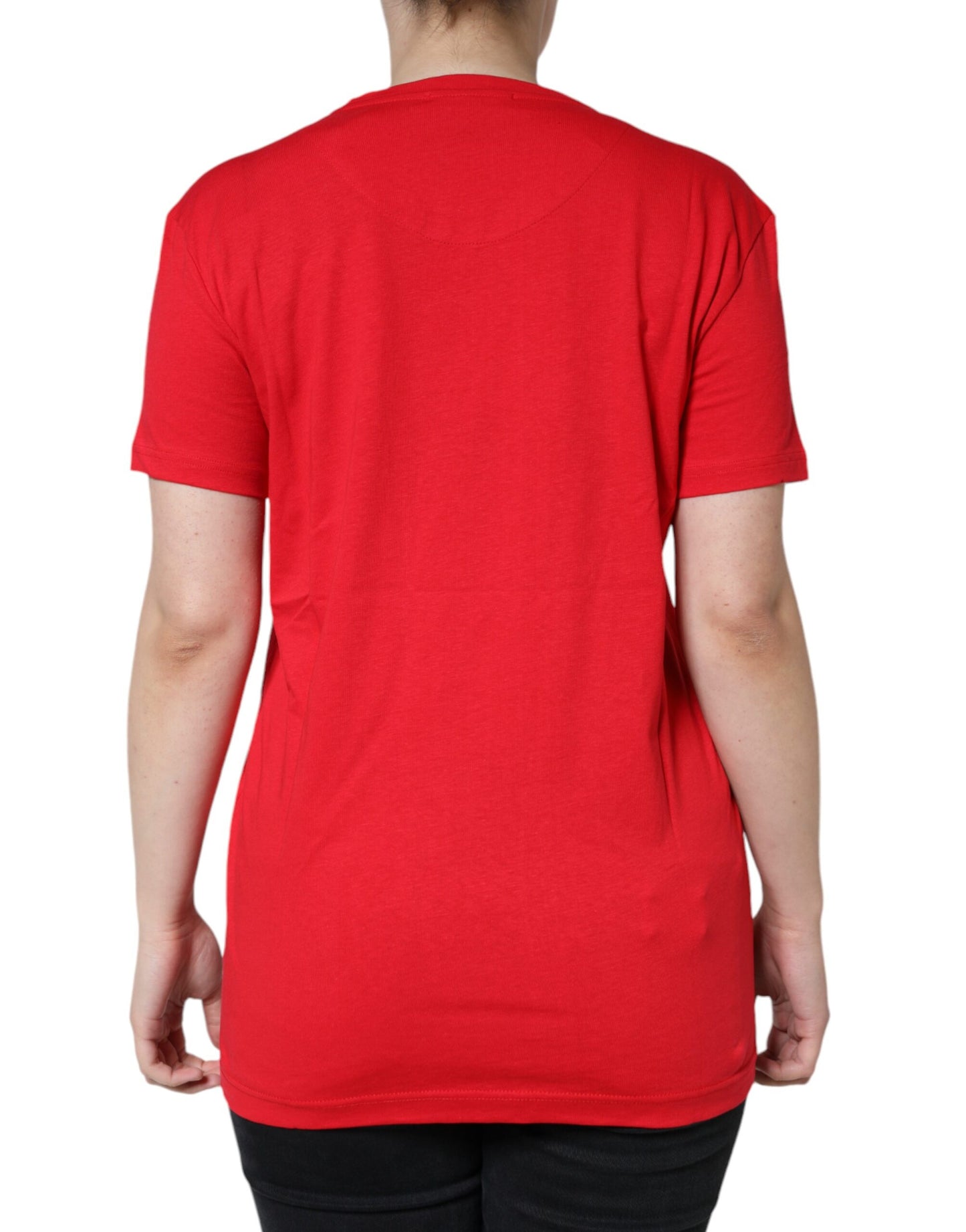 Red Cotton Crew Neck Short Sleeve Tee T-shirt