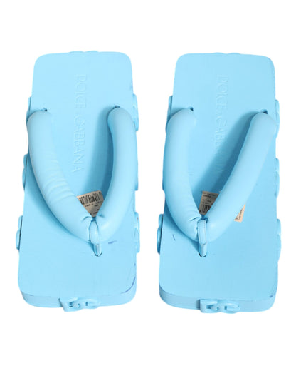 Hellblaue Gummi-Slides Flats Sandalen Schuhe