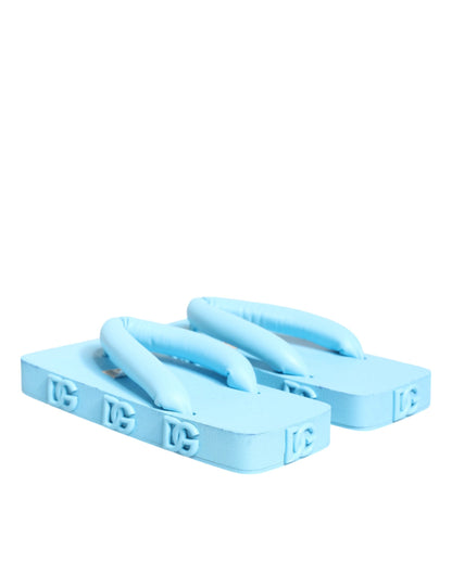 Hellblaue Gummi-Slides Flats Sandalen Schuhe