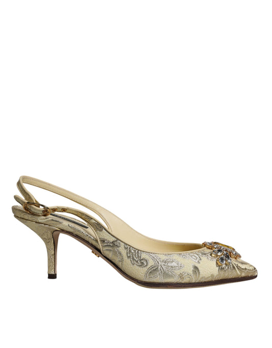 Gold Kristall Pumps Heels Slingbacks Schuhe