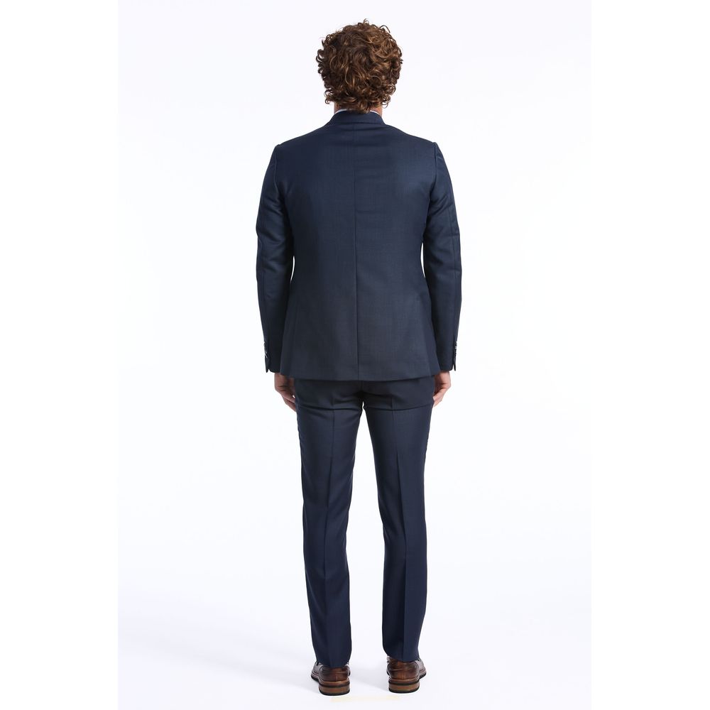 Blue Wool Men Suit