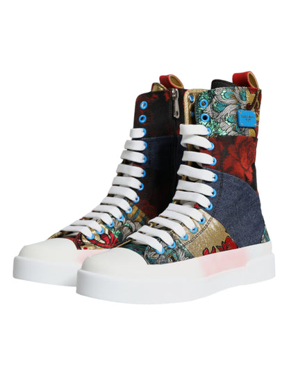 Mehrfarbige hohe Sneakers mit Patchwork-Logo