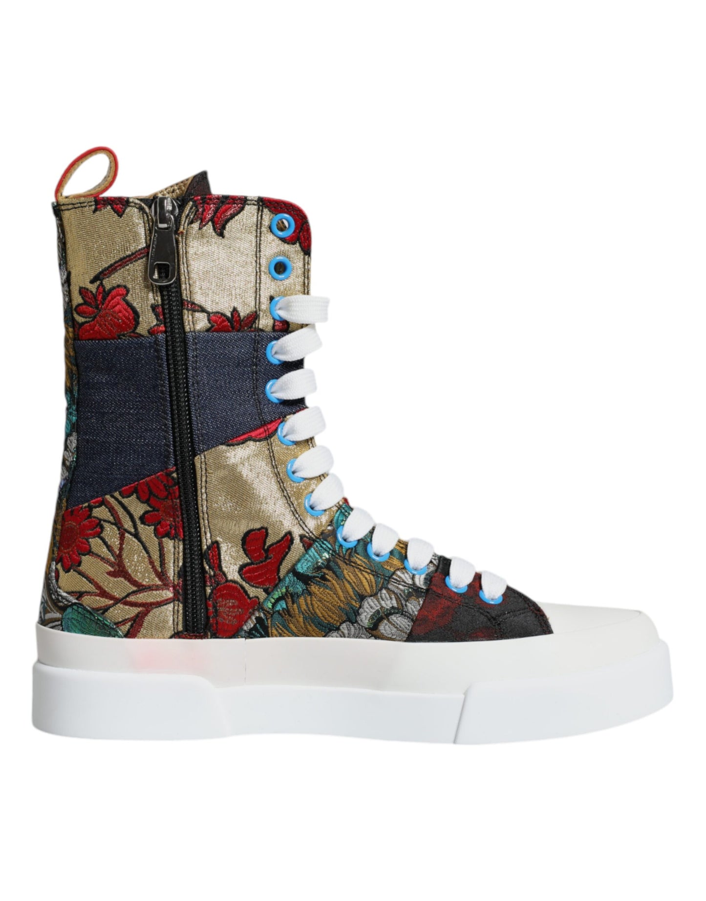 Mehrfarbige hohe Sneakers mit Patchwork-Logo