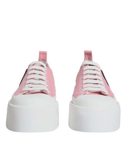 Rosa weiße Canvas Logo Low Top Sneakers Schuhe