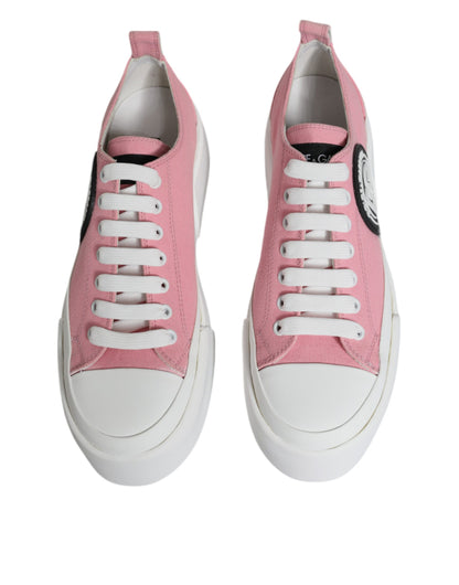 Rosa weiße Canvas Logo Low Top Sneakers Schuhe