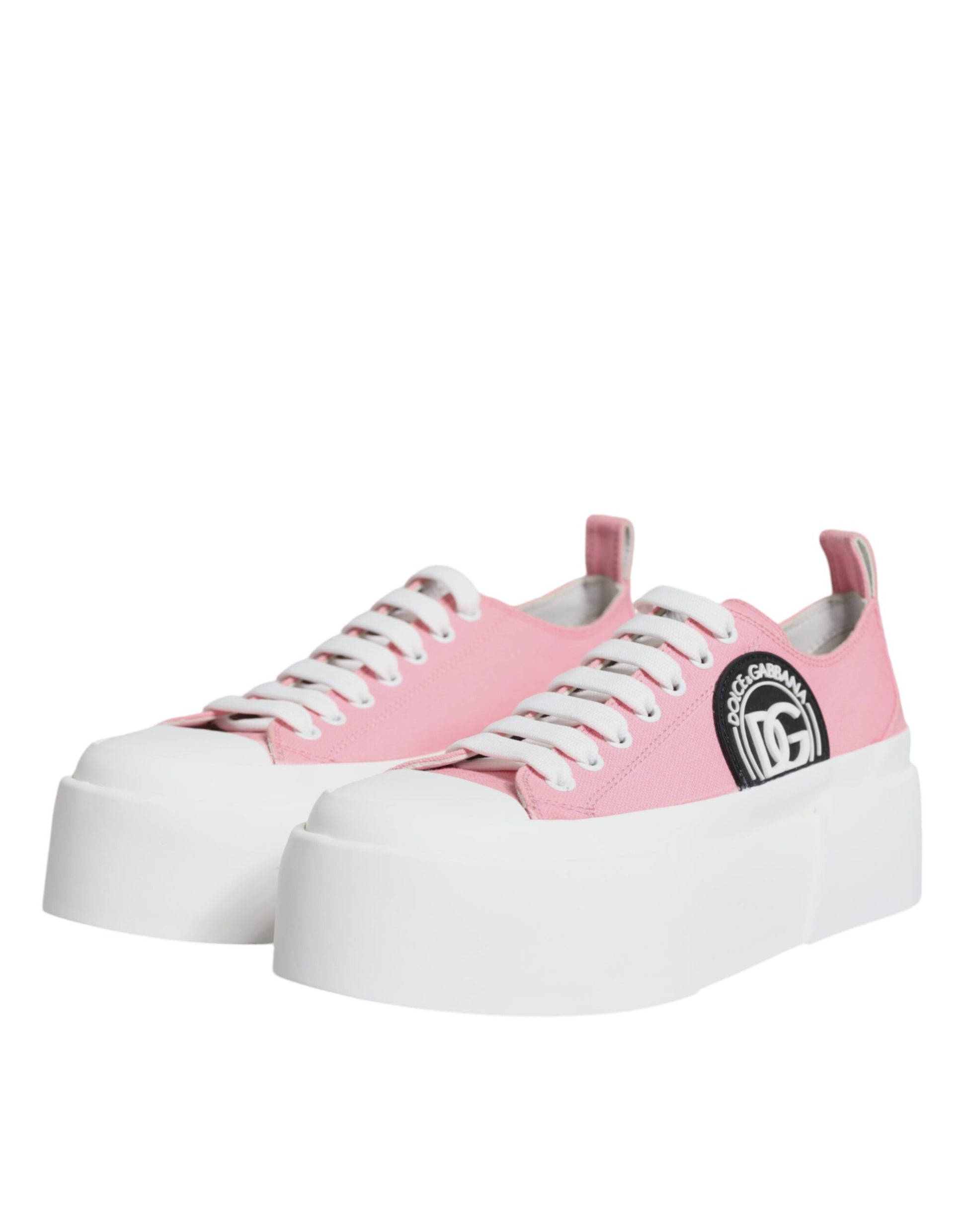 Rosa weiße Canvas Logo Low Top Sneakers Schuhe