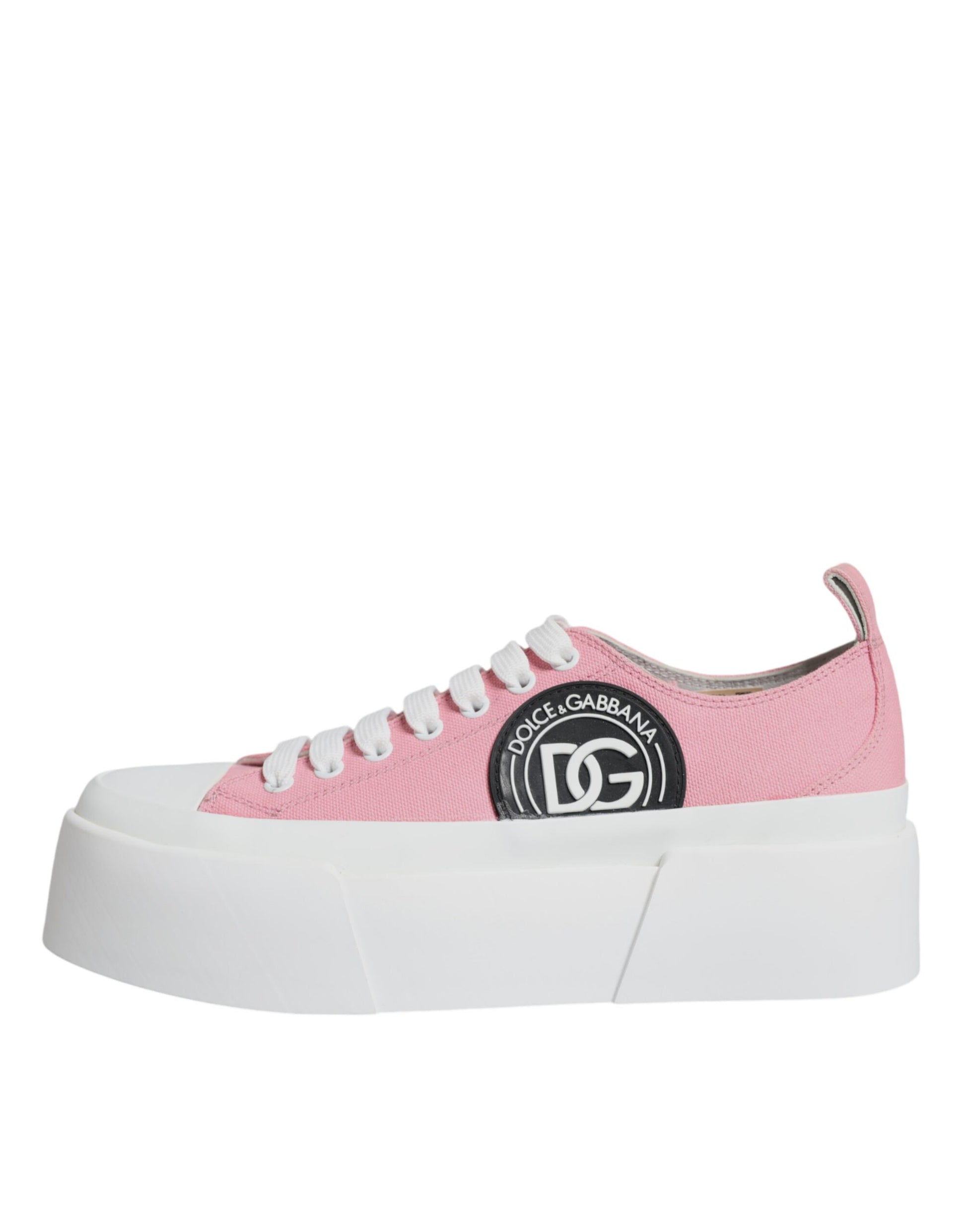 Rosa weiße Canvas Logo Low Top Sneakers Schuhe