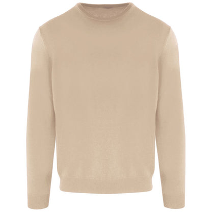 Beige Wool Men Turtleneck Sweater