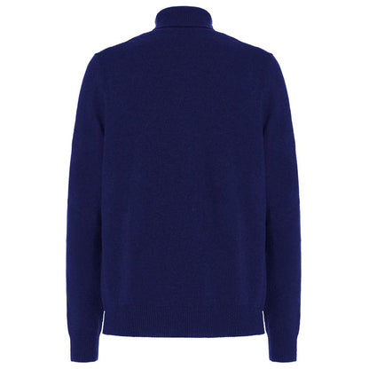 Blue Wool Men's Turtleneck Sweater