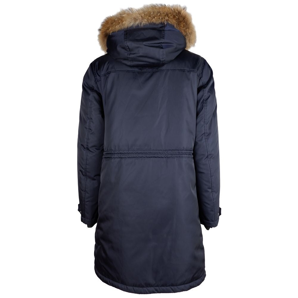 Blue Nylon Men Down Jacket