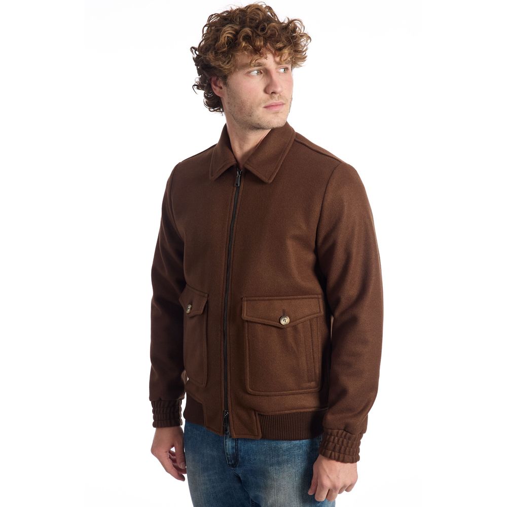 Braune Polyester-Herrenjacke