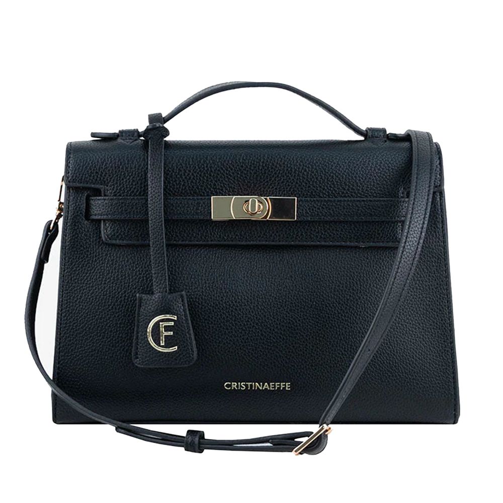 Black Artificial Leather Women Crossbody Bag