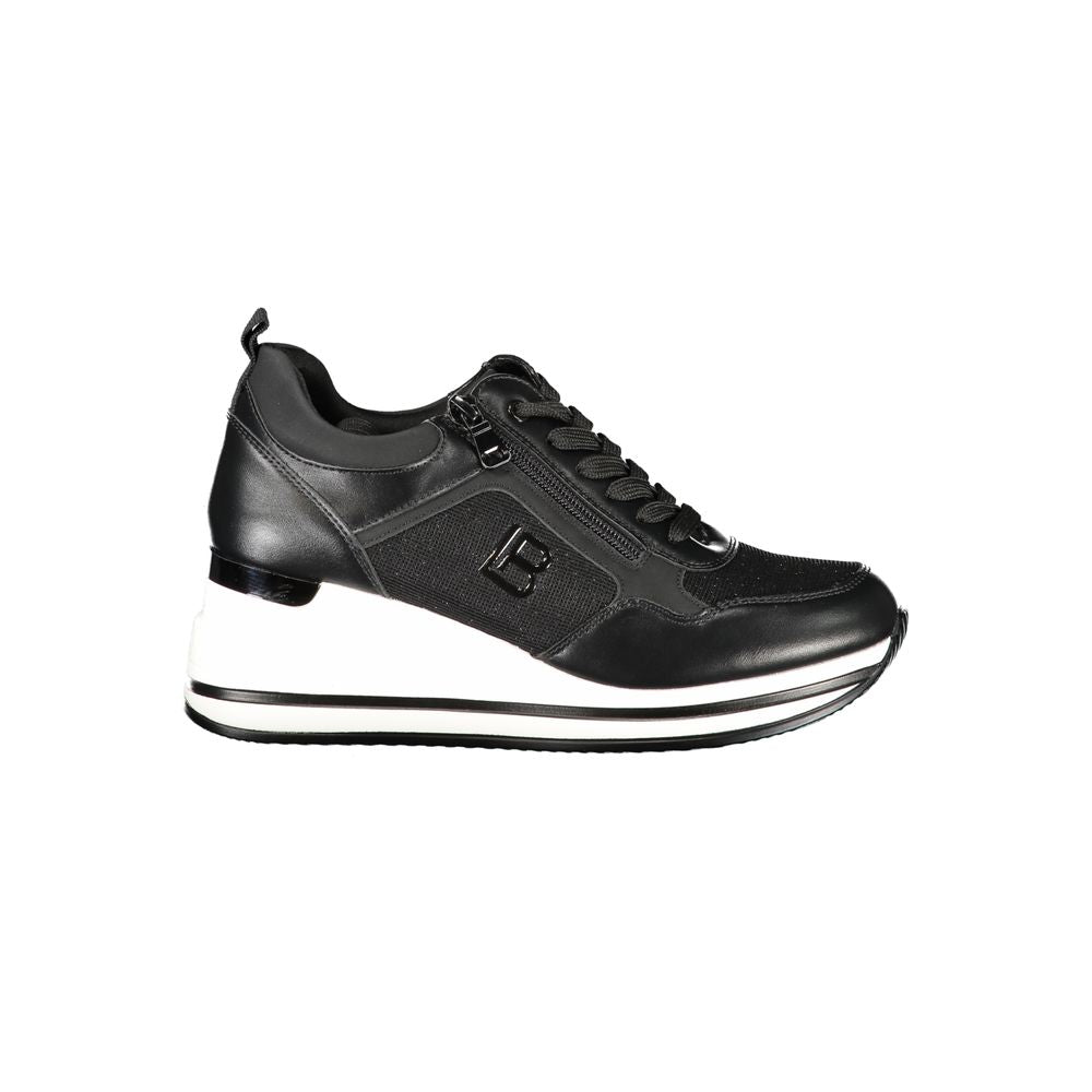 Black Polyester Women Sneaker