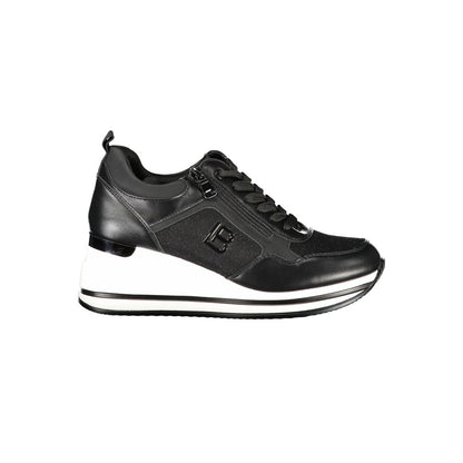 Black Polyester Women Sneaker