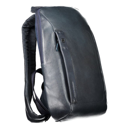 Blue Leather Men Backpack