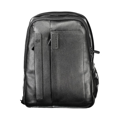 Black Leather Men Backpack