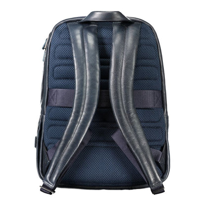 Blue Leather Men Backpack