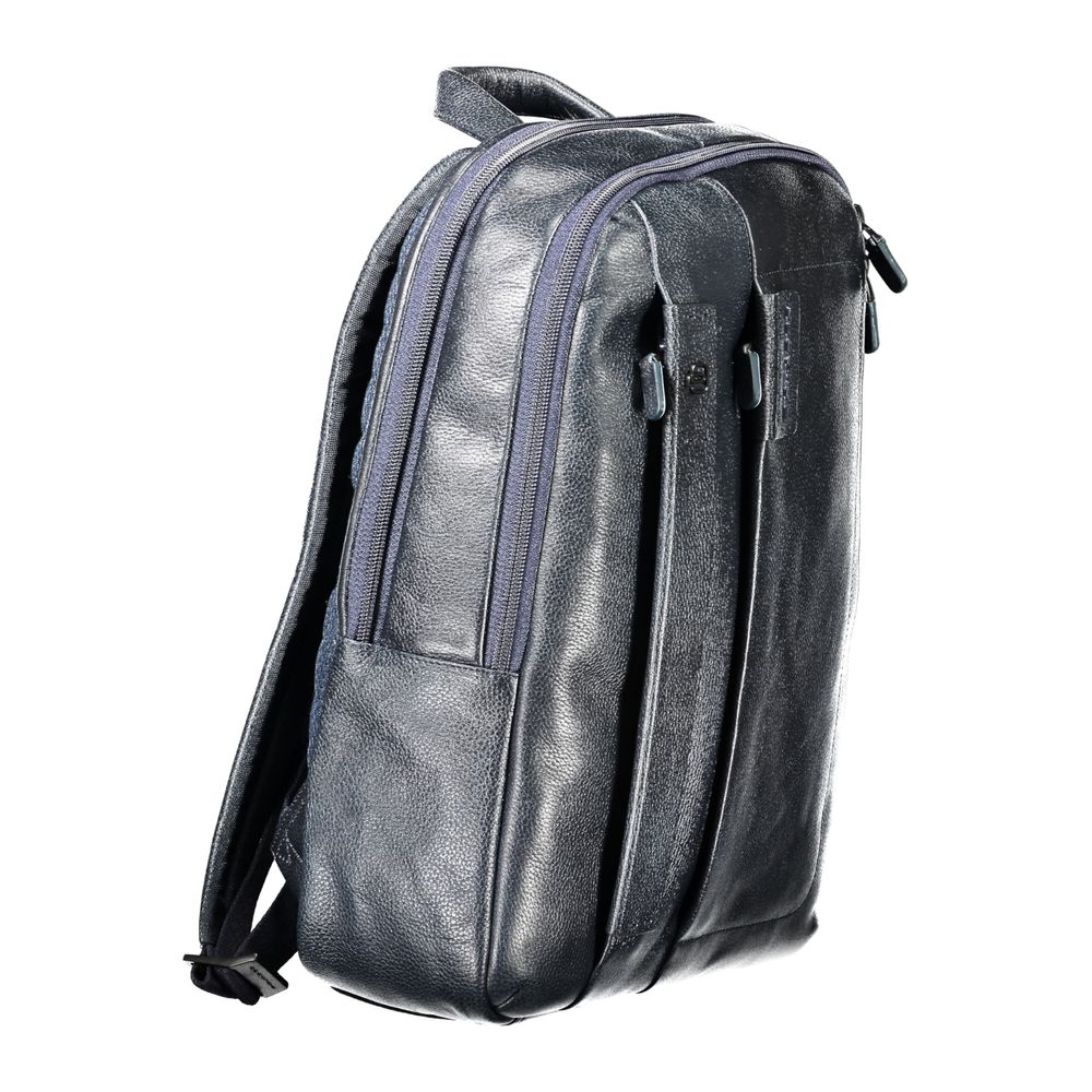 Blue Leather Men Backpack