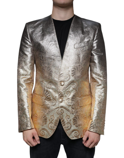 Einreihiger Blazer aus goldenem Jacquard