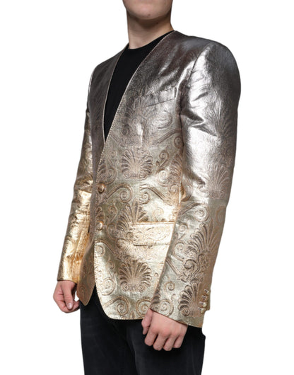 Einreihiger Blazer aus goldenem Jacquard