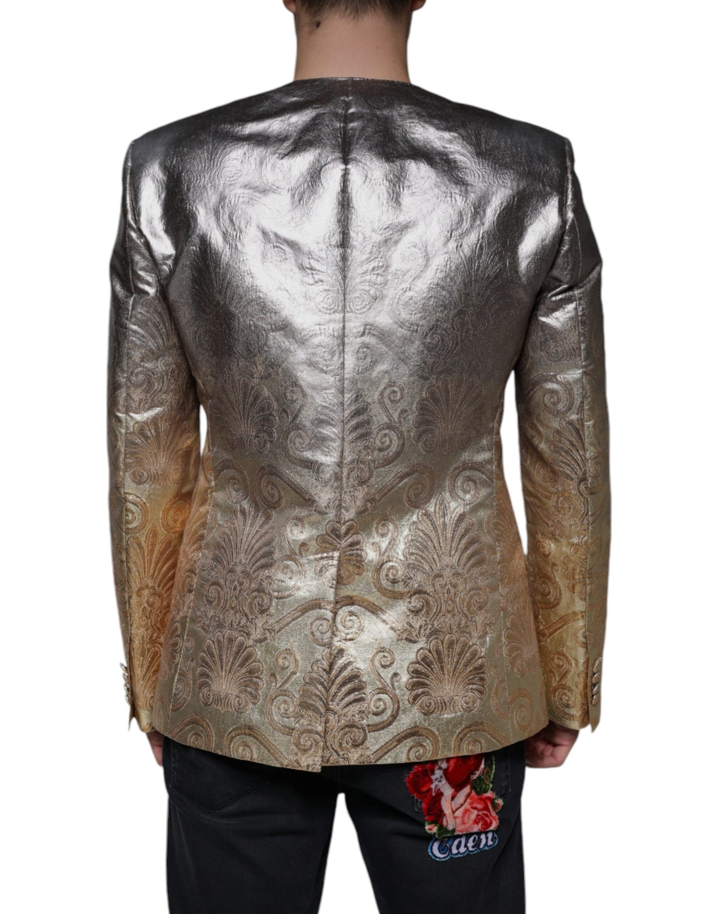 Einreihiger Blazer aus goldenem Jacquard