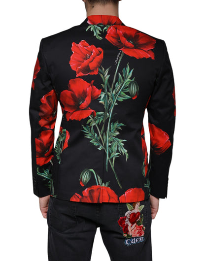 Black Floral Double Breasted Dress Blazer