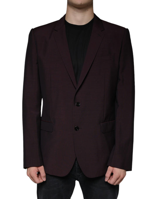 Bordeauxroter einreihiger Blazer aus Wolle