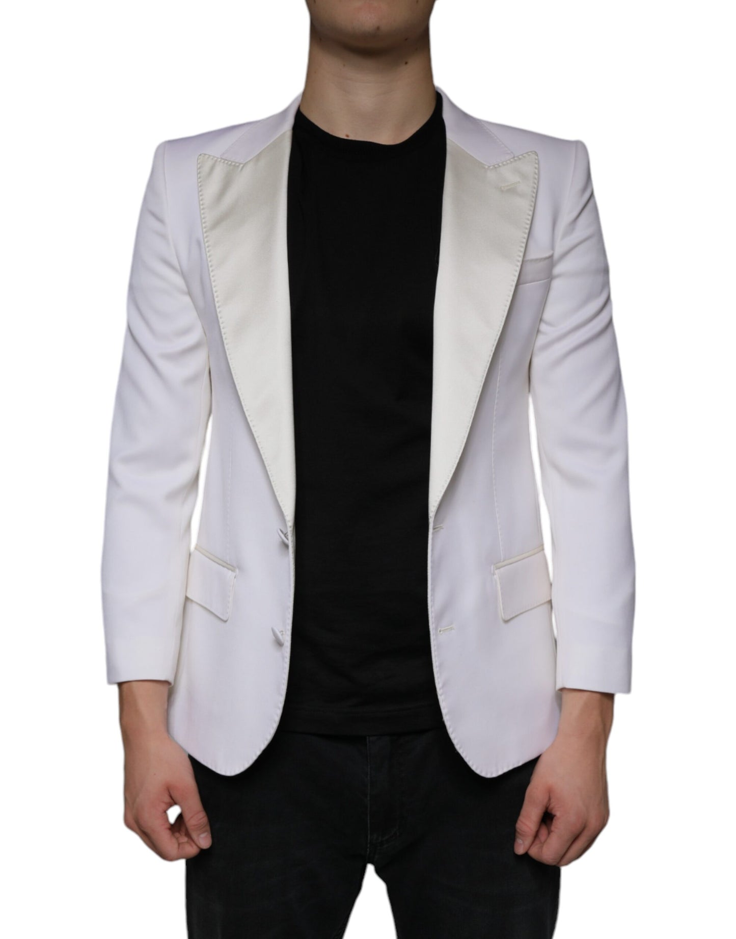 Einreihiger Blazer aus Wolle in gebrochenem Weiß