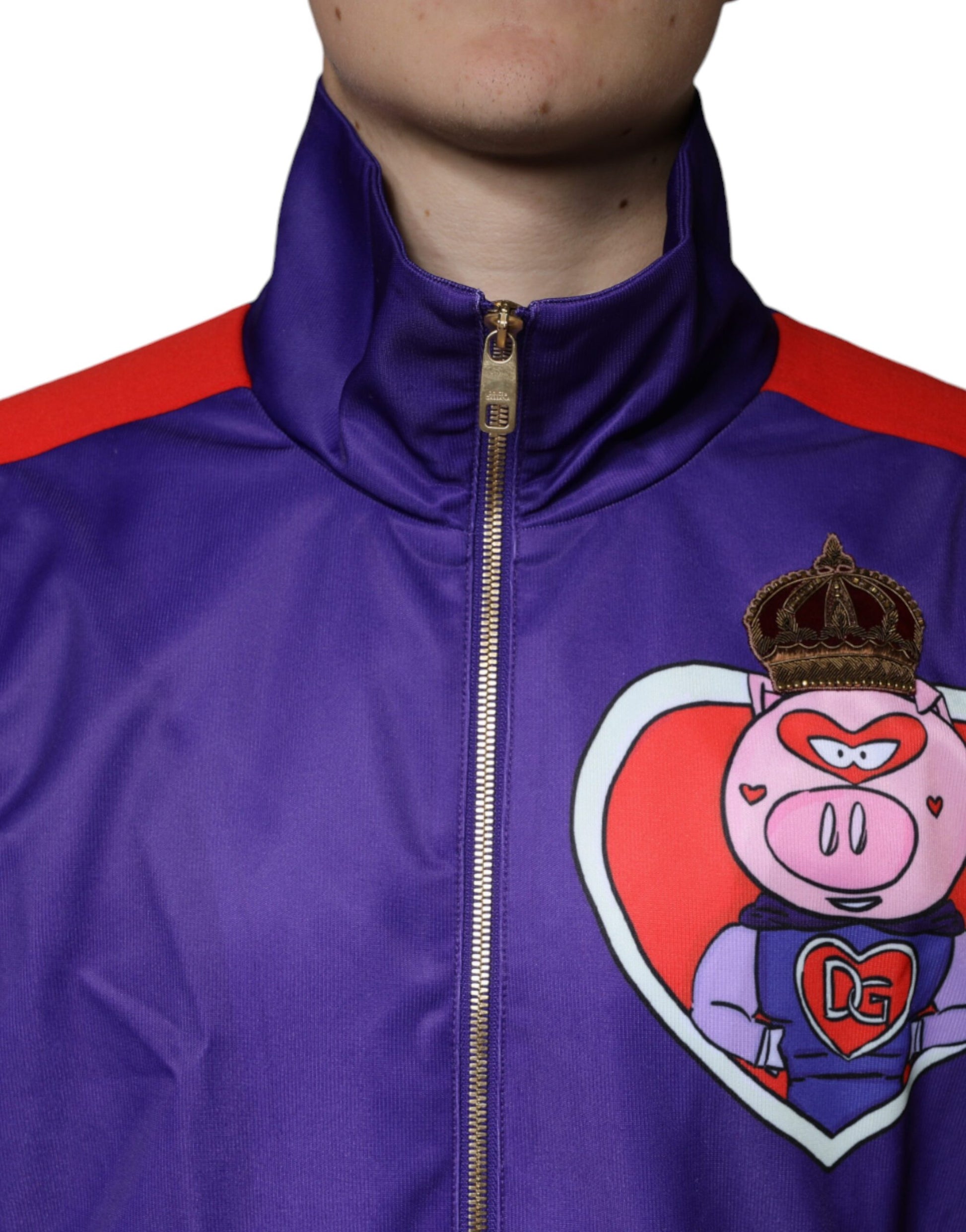 Lilafarbene Bomberjacke „YEAR OF THE PIG“ mit durchgehendem Reißverschluss