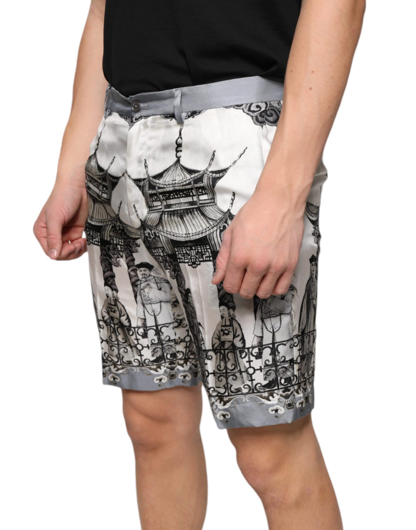 Multicolor Printed Silk Men Bermuda Shorts