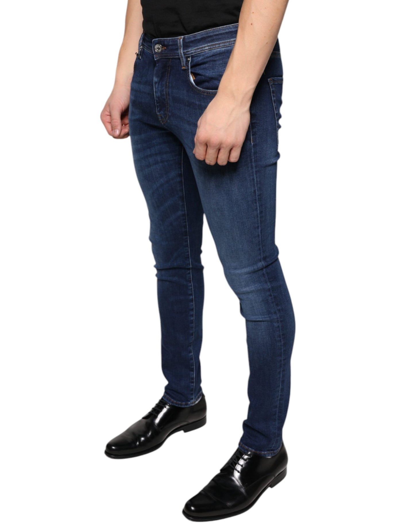 Dunkelblaue Skinny-Jeans aus Baumwollstretch