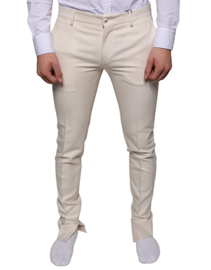 Skinny-Hose aus Chino-Wolle in Off-White