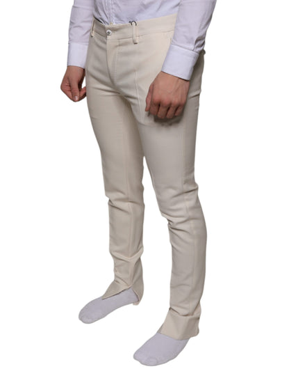 Skinny-Hose aus Chino-Wolle in Off-White