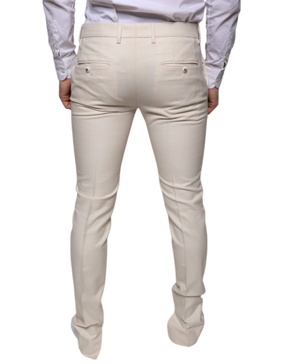 Skinny-Hose aus Chino-Wolle in Off-White