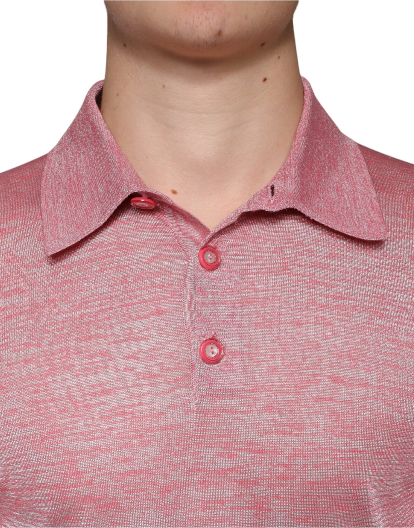 Rosa Langarm-Poloshirt aus Polyester für Herren