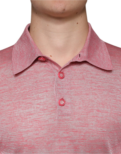 Rosa Langarm-Poloshirt aus Polyester für Herren