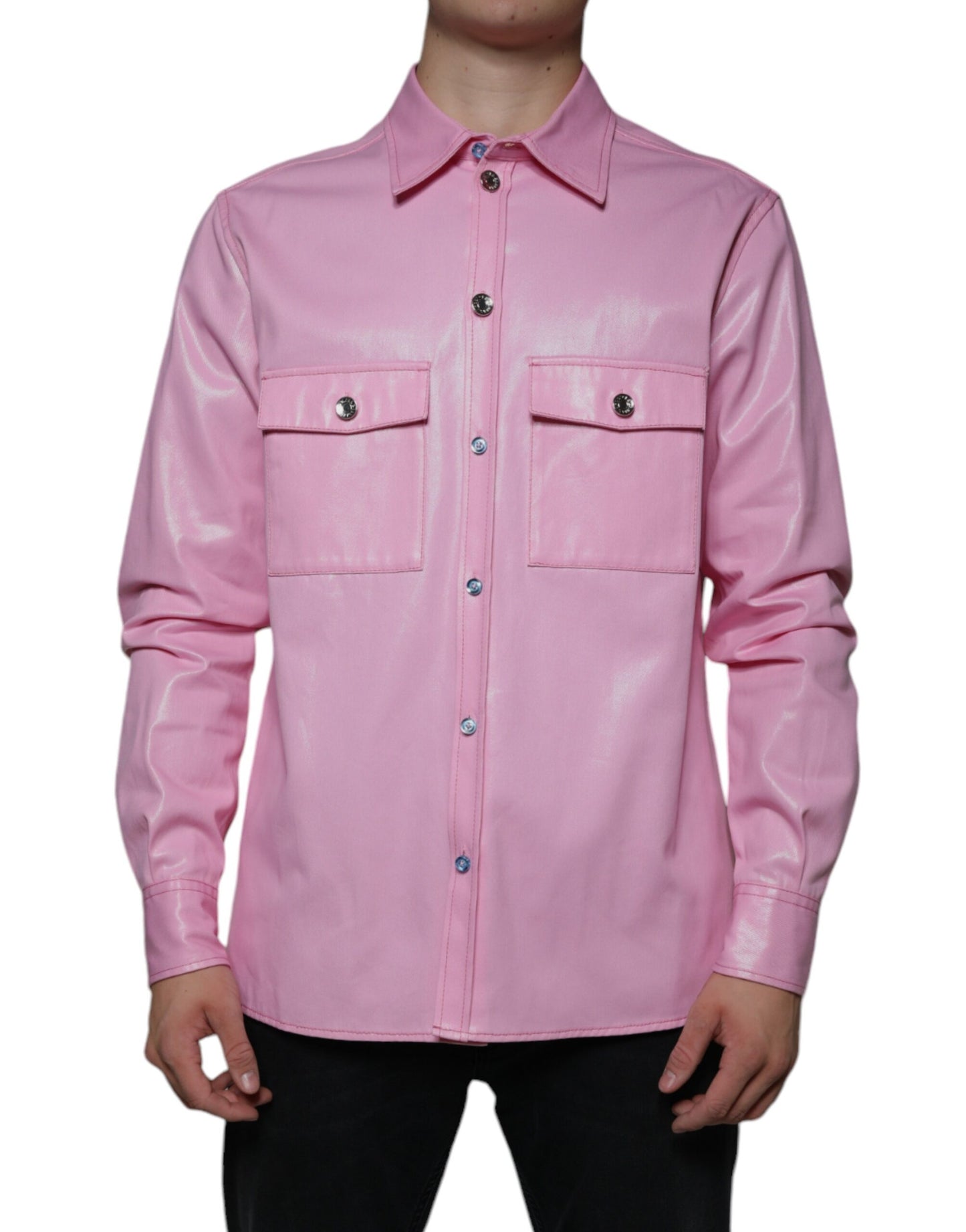 Pink Cotton Collared Button Down Shirt