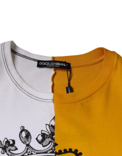 White Yellow Logo Print Short Sleeve T-shirt