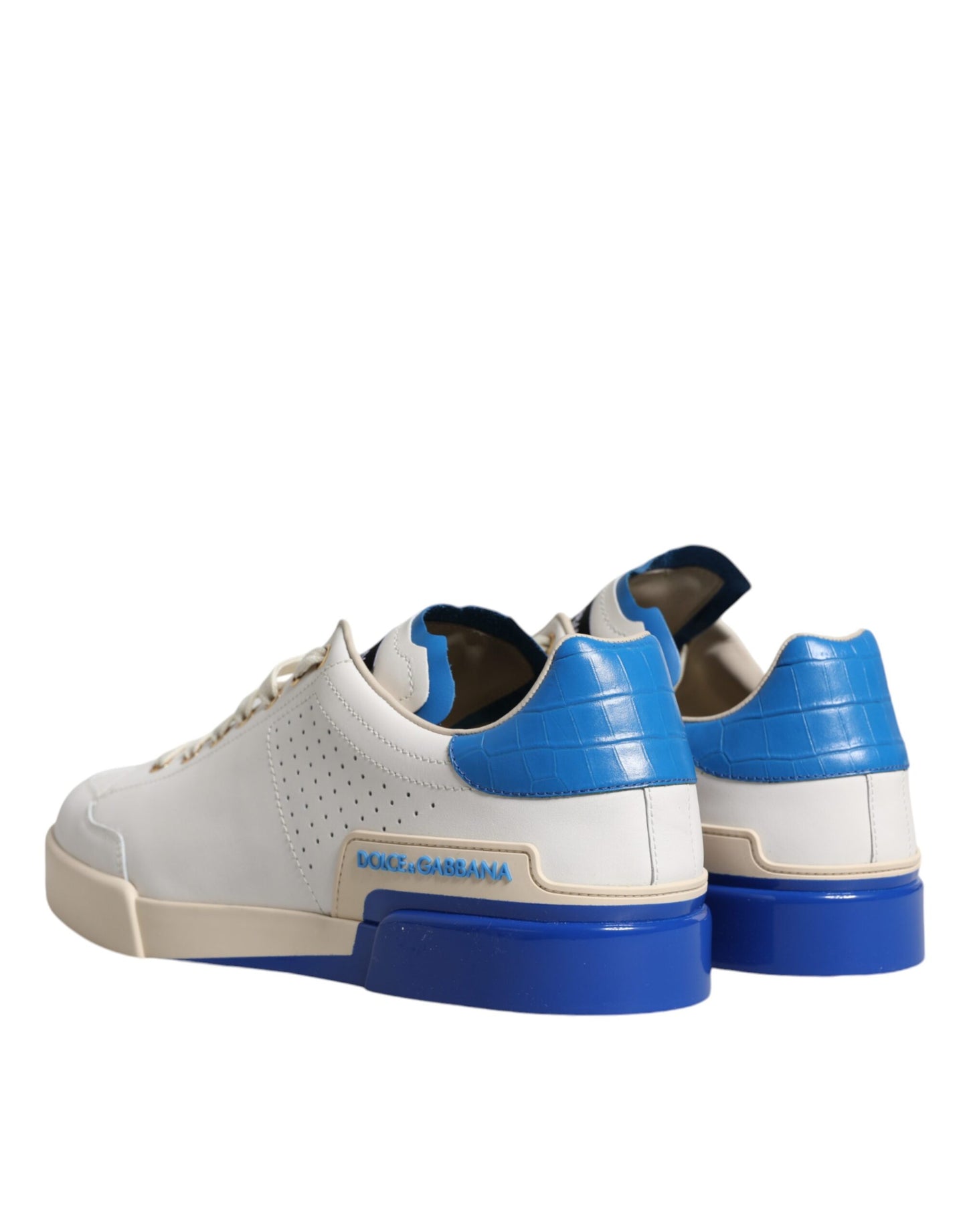 Weiß Blau Perforierte Low Top Sneakers Schuhe