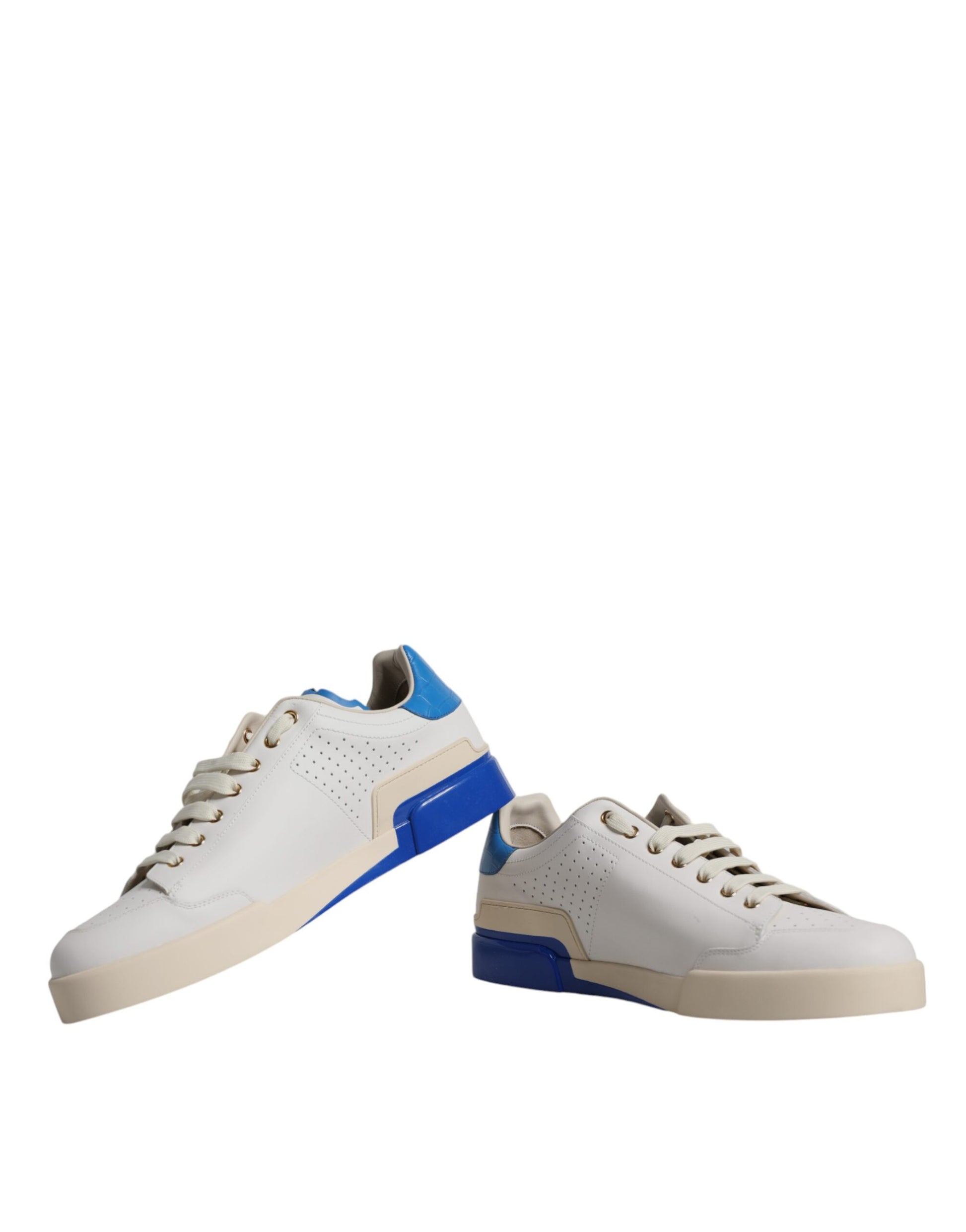 Weiß Blau Perforierte Low Top Sneakers Schuhe