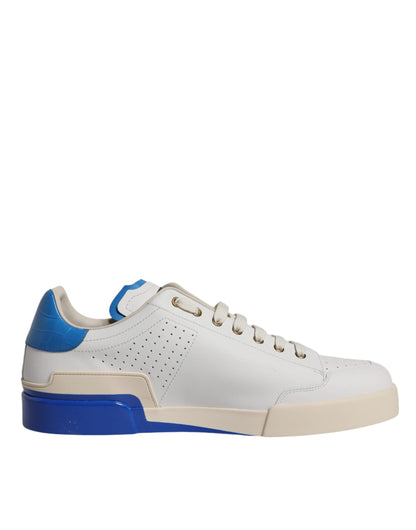 Weiß Blau Perforierte Low Top Sneakers Schuhe