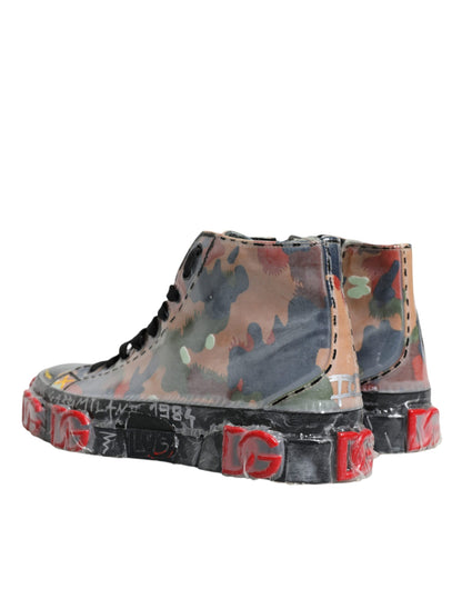 Mehrfarbige Camouflage High Top Sneakers