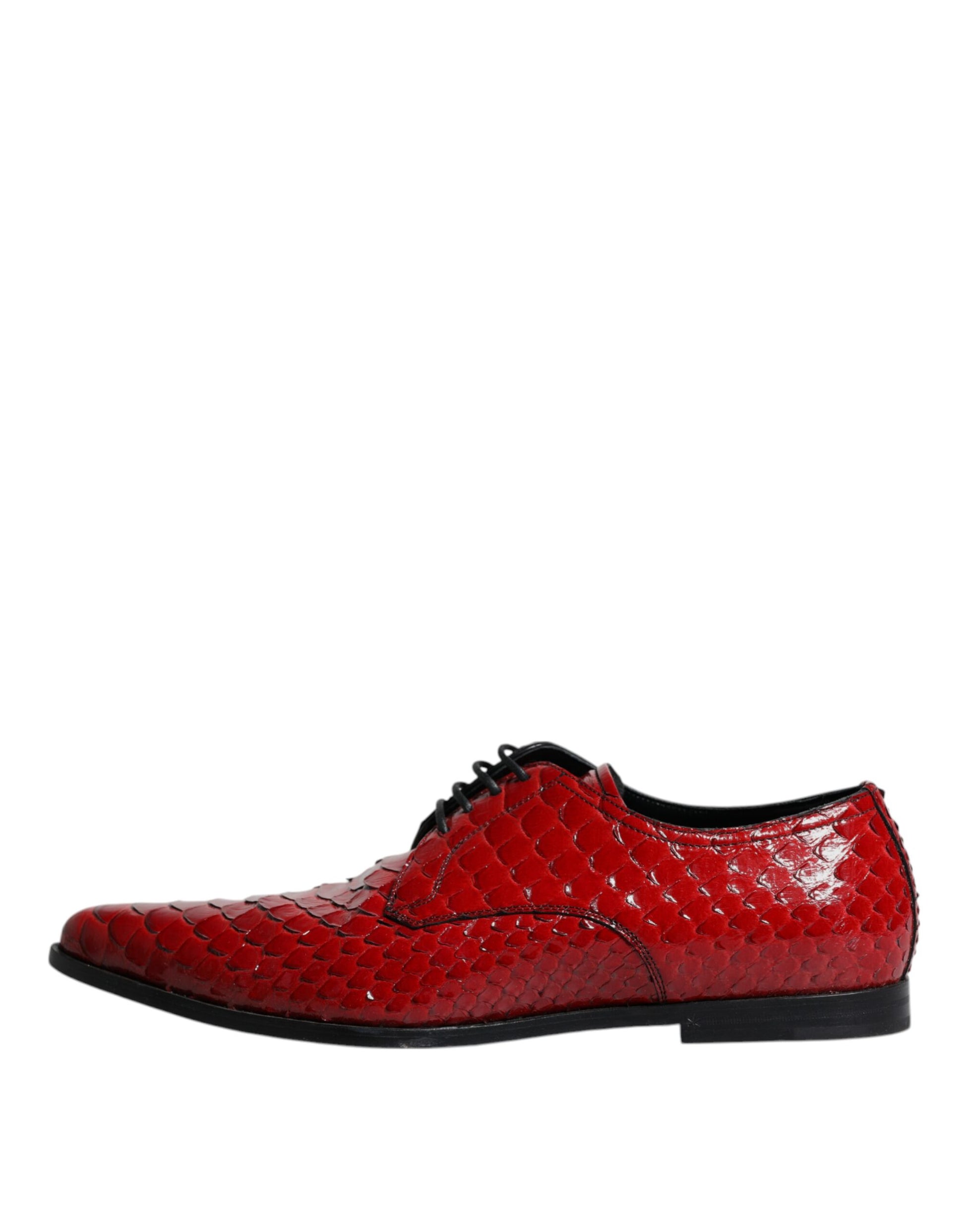 Red Textured Varnished Derby Men Formal Shoes