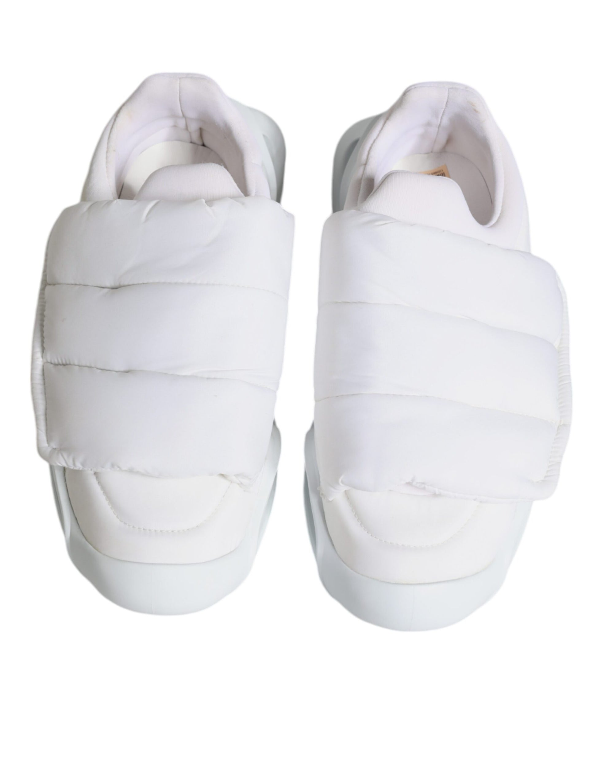 White Padded Fabric Low Top Sneakers Shoes